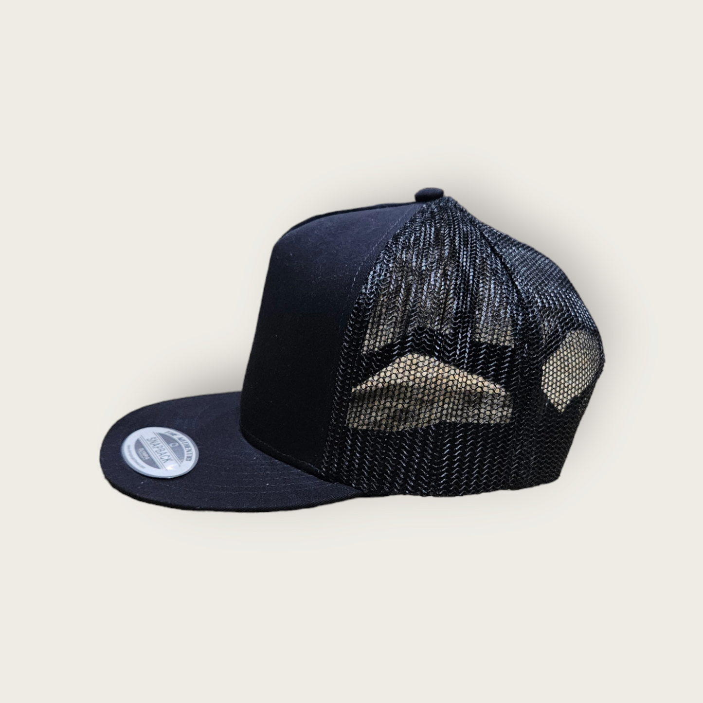 5 Panel Black/Black Trucker Hat Snapback 105C