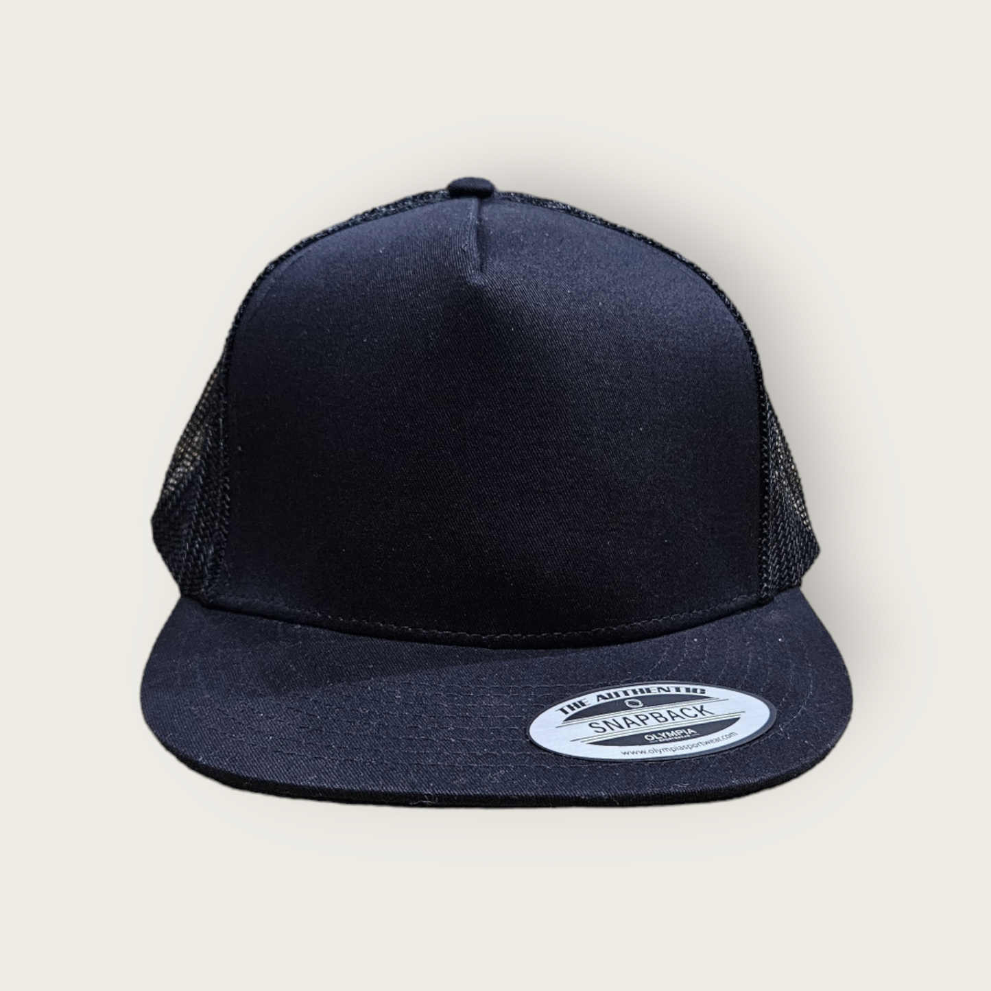 5 Panel Black/Black Trucker Hat Snapback 105C