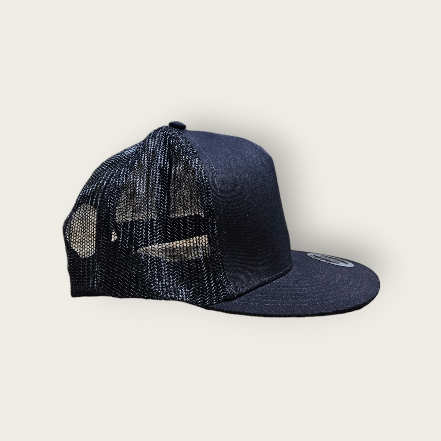 5 Panel Black/Black Trucker Hat Snapback 105C