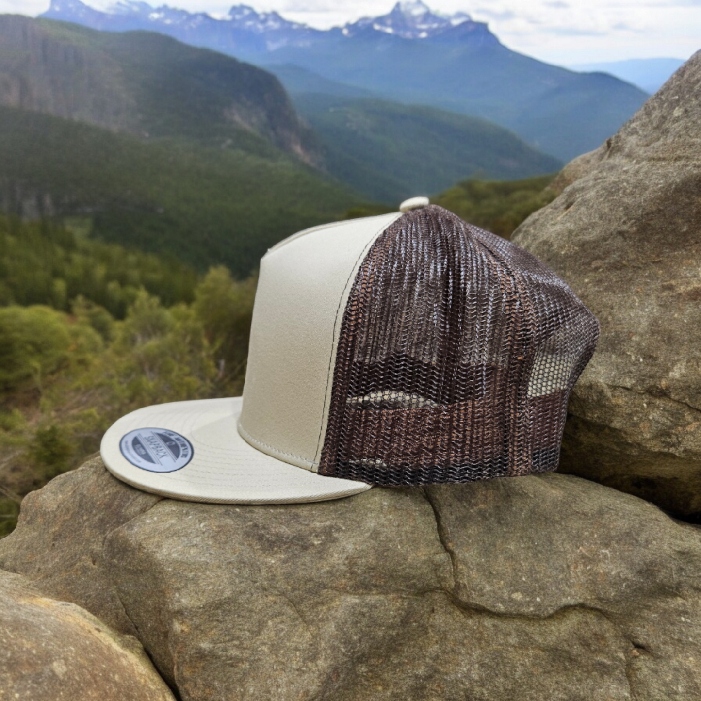 5 Panel Khaki/Brown Trucker Hat Snapback 105C