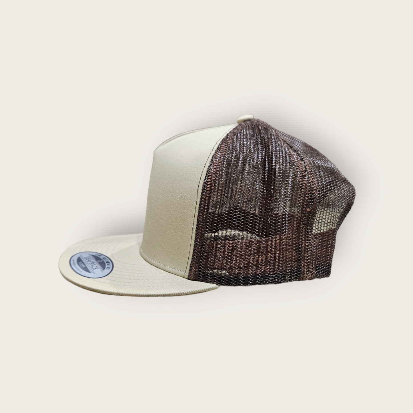 5 Panel Khaki/Brown Trucker Hat Snapback 105C