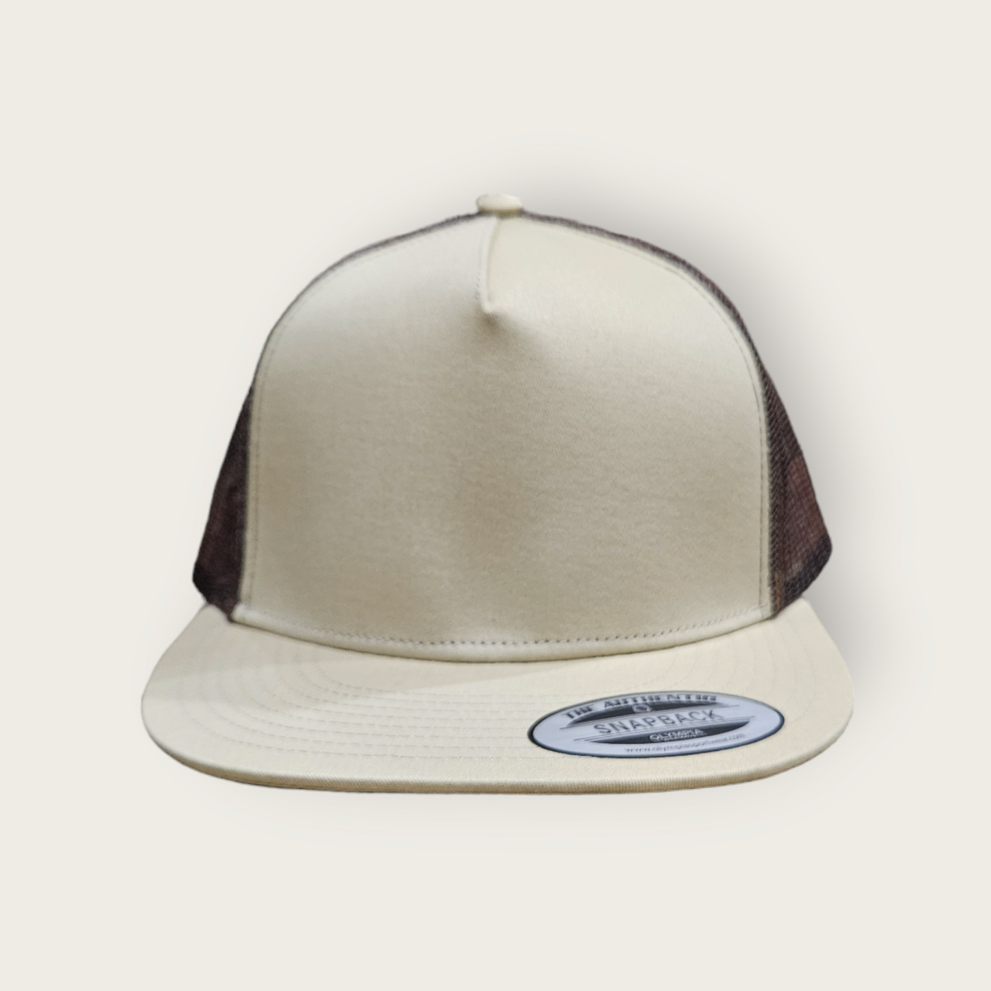5 Panel Khaki/Brown Trucker Hat Snapback 105C