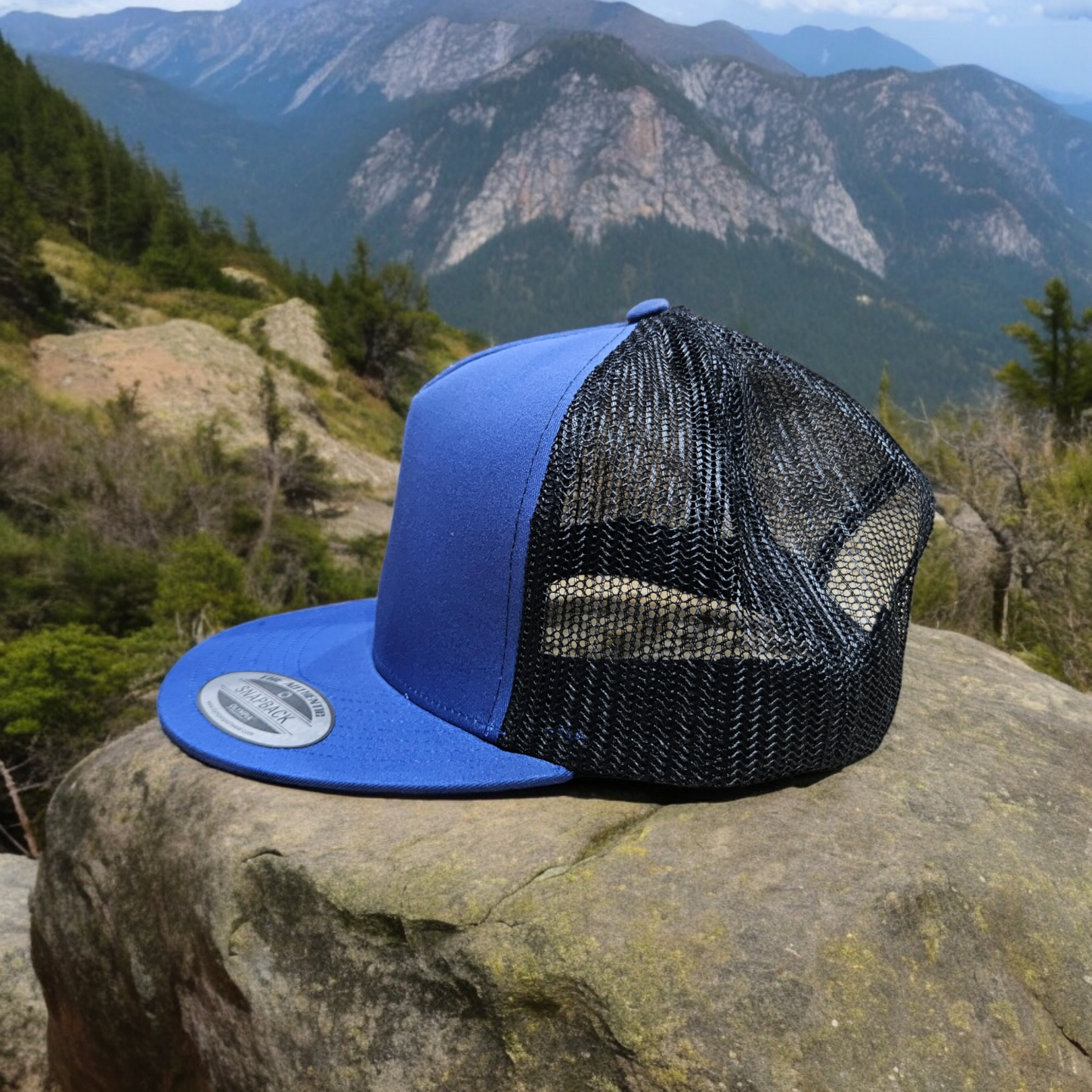 5 Panel Royal/Black Trucker Hat Snapback 105C