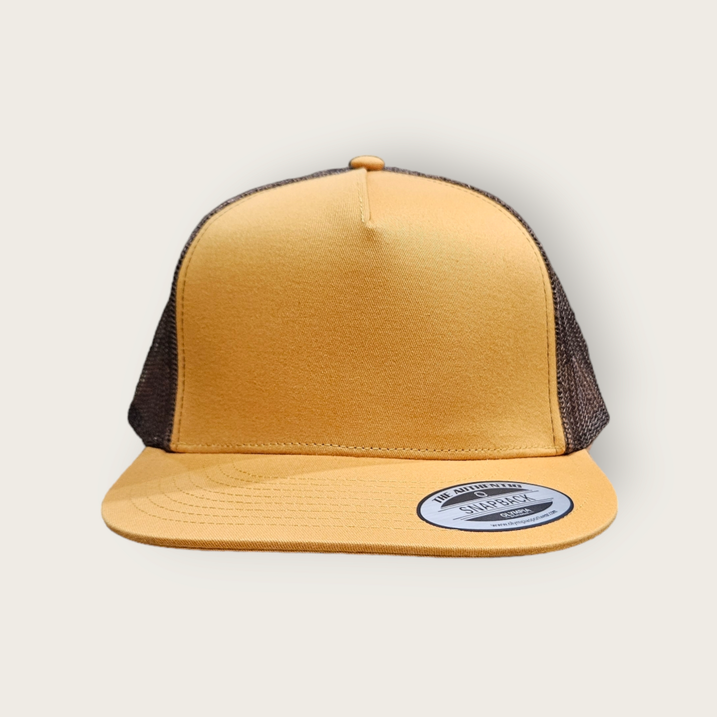 5 Panel Gold/Brown Trucker Hat Snapback 105C