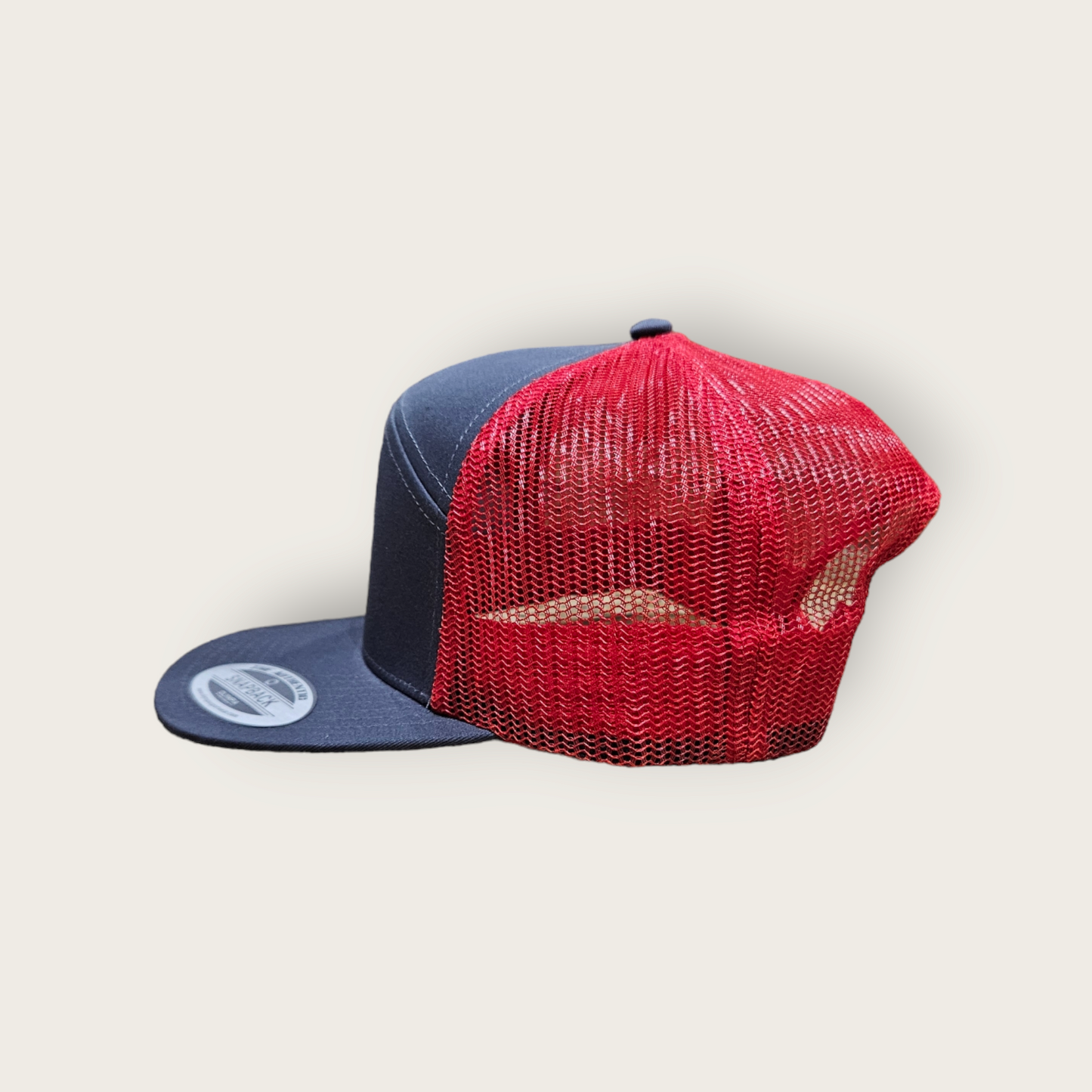 7 Panel Charcoal/Red Trucker Hat Snapback 115C