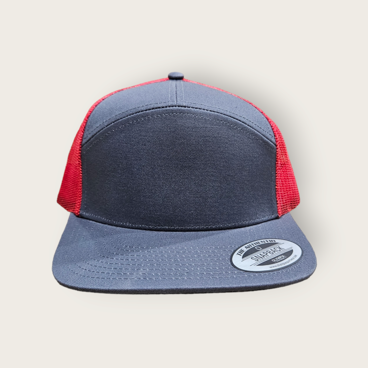 7 Panel Charcoal/Red Trucker Hat Snapback 115C