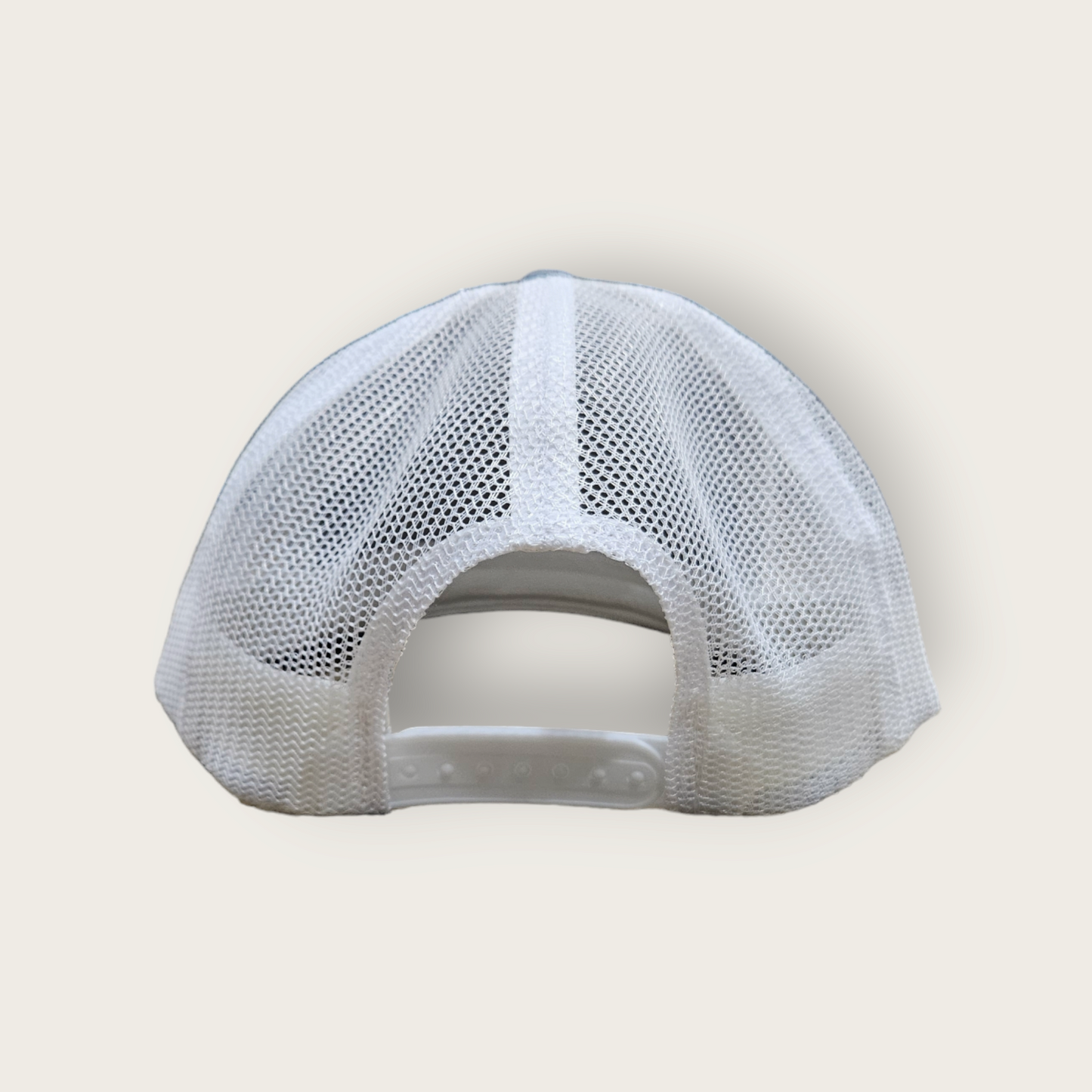7 Panel Heather Gray/ White Trucker Hat Snapback 115C