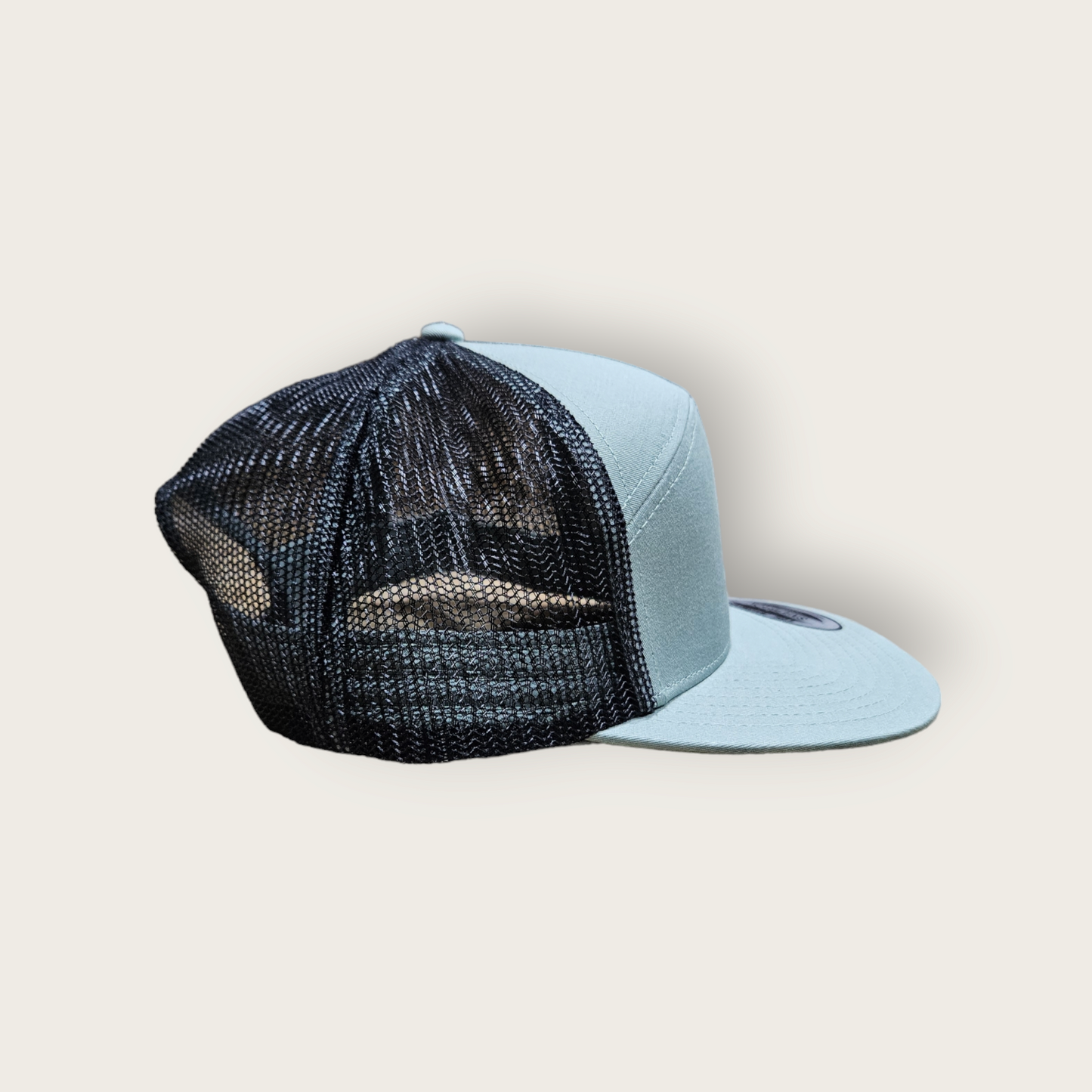 7 Panel Light Stone/ Black Trucker Hat Snapback 115C