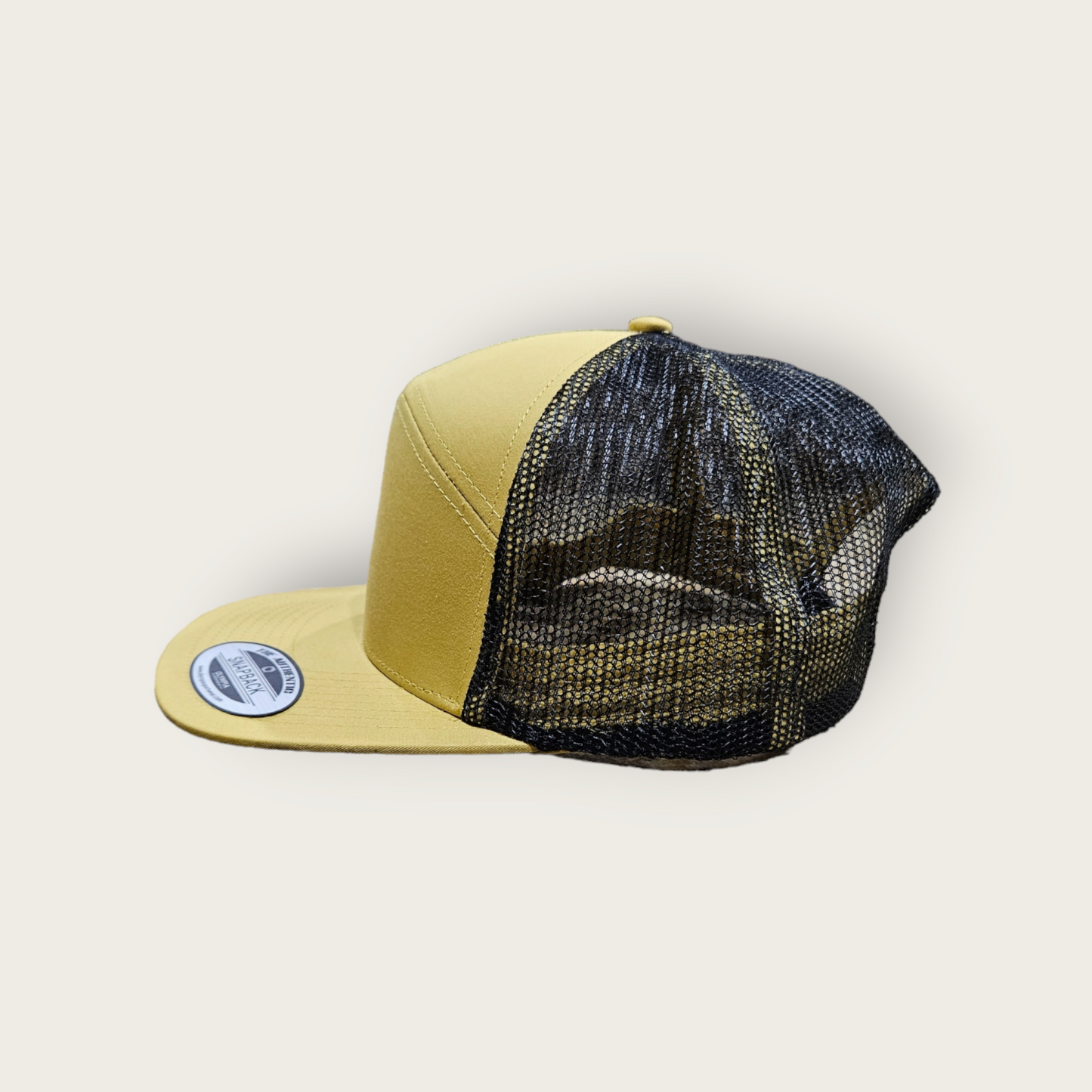 7 Panel Gold/ Black Trucker Hat Snapback 115C