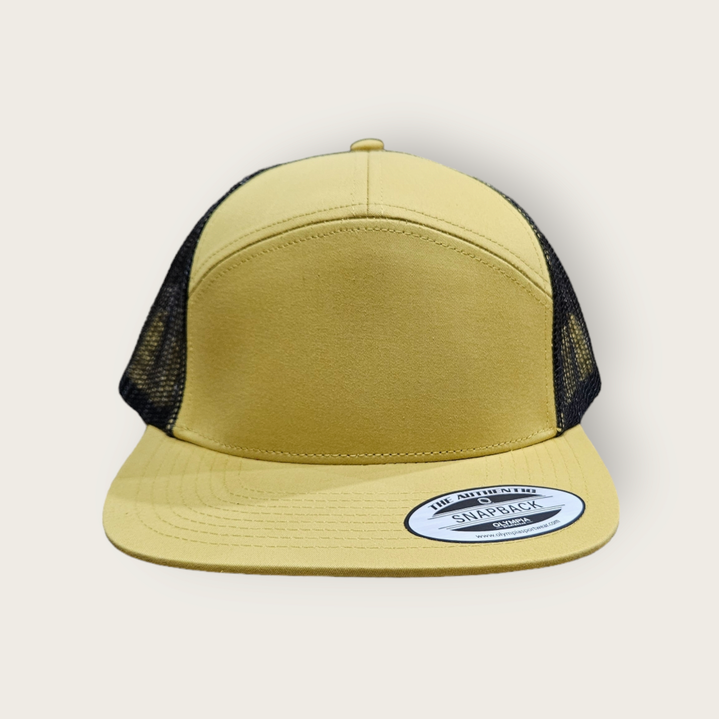 7 Panel Gold/ Black Trucker Hat Snapback 115C