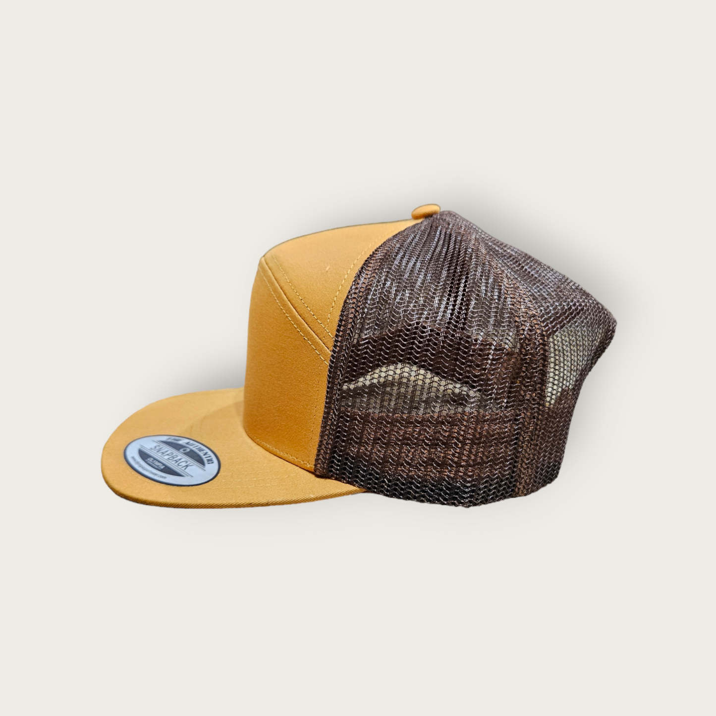 7 Panel Gold/ Brown Trucker Hat Snapback 115C
