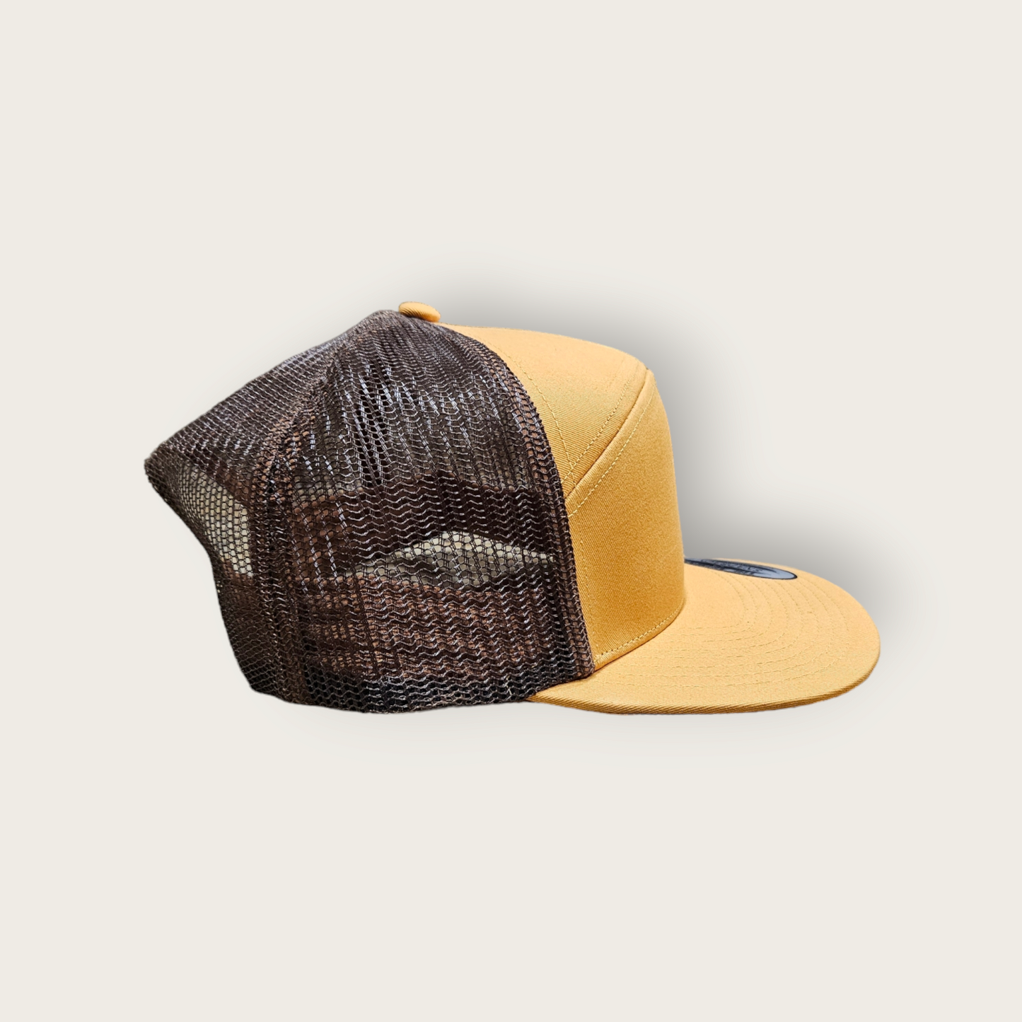 7 Panel Gold/ Brown Trucker Hat Snapback 115C