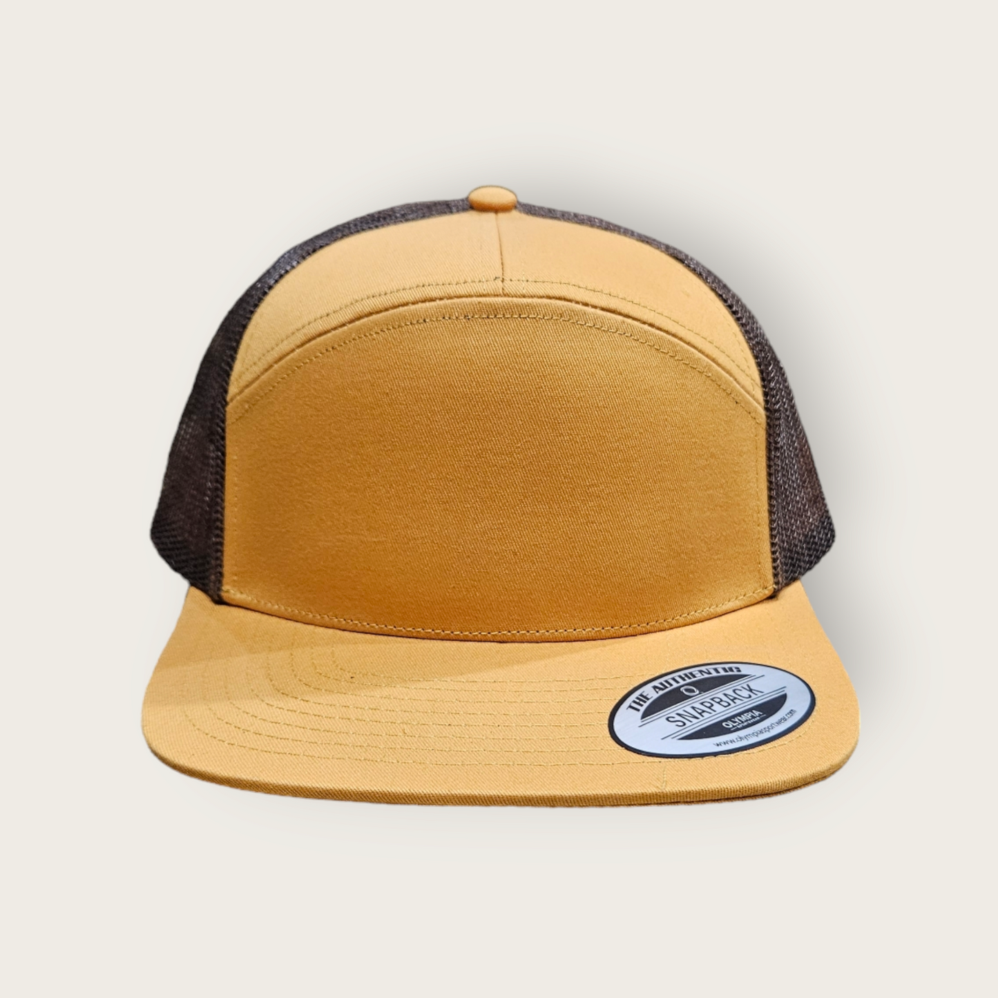 7 Panel Gold/ Brown Trucker Hat Snapback 115C