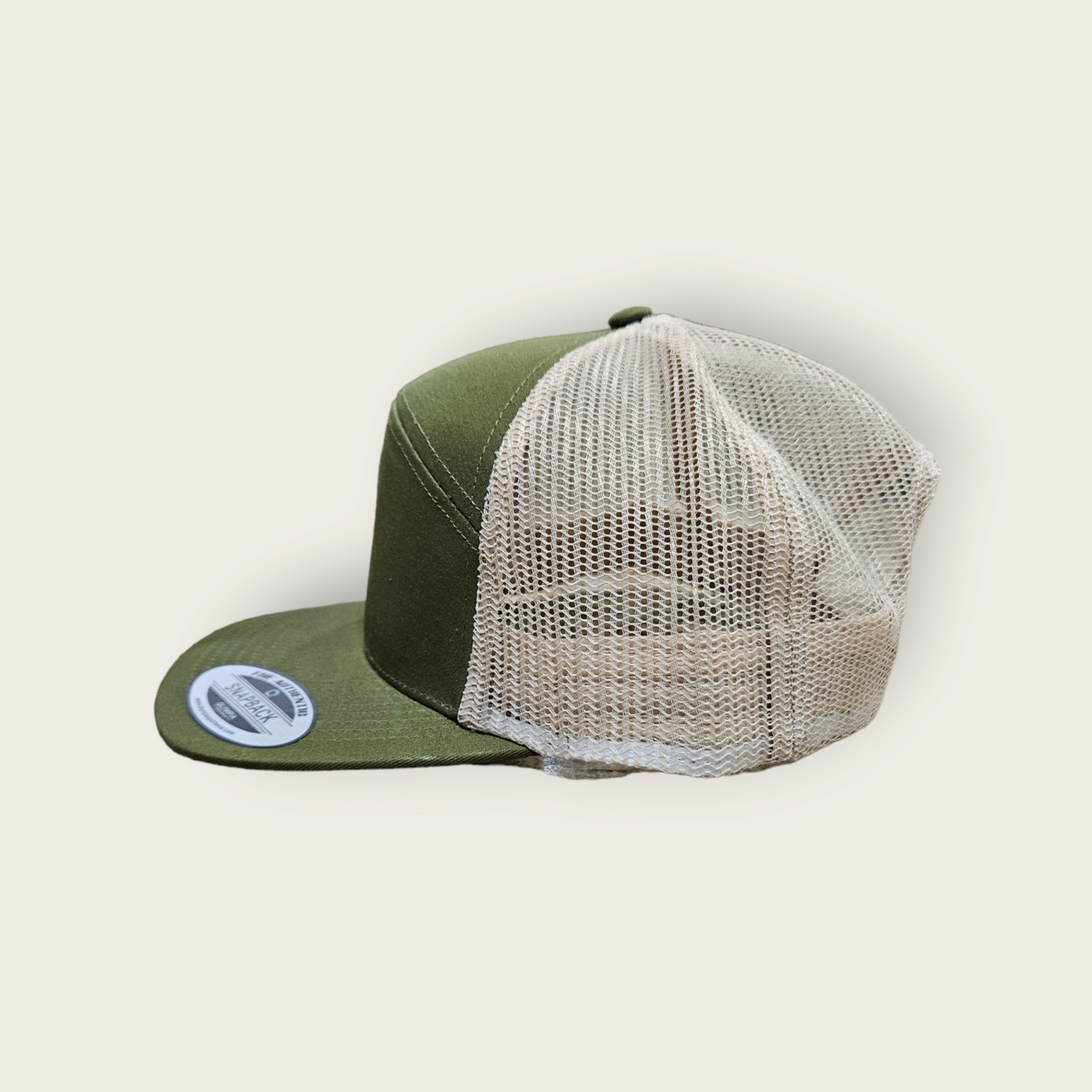 7 Panel Hunter Green/ Khaki Trucker Hat Snapback 115C