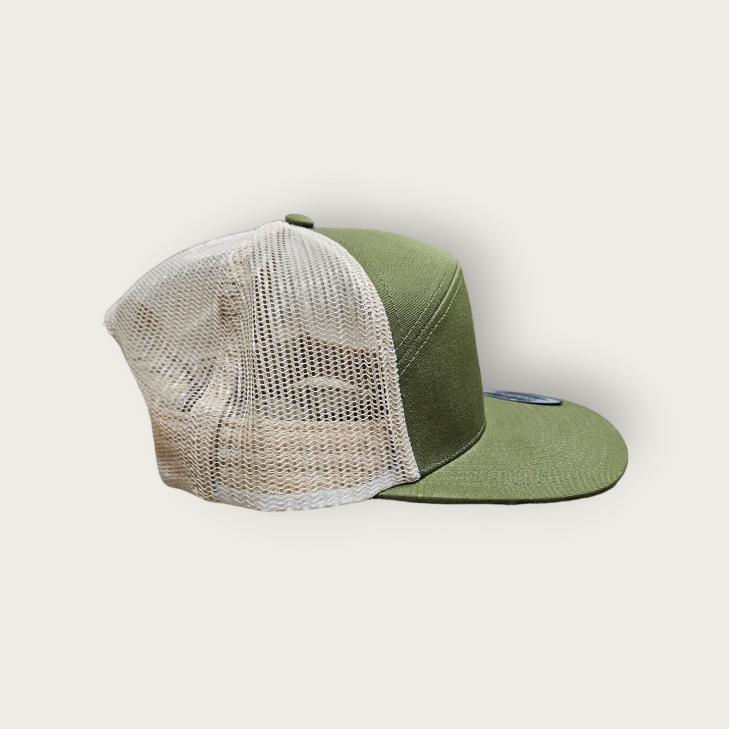 7 Panel Hunter Green/ Khaki Trucker Hat Snapback 115C