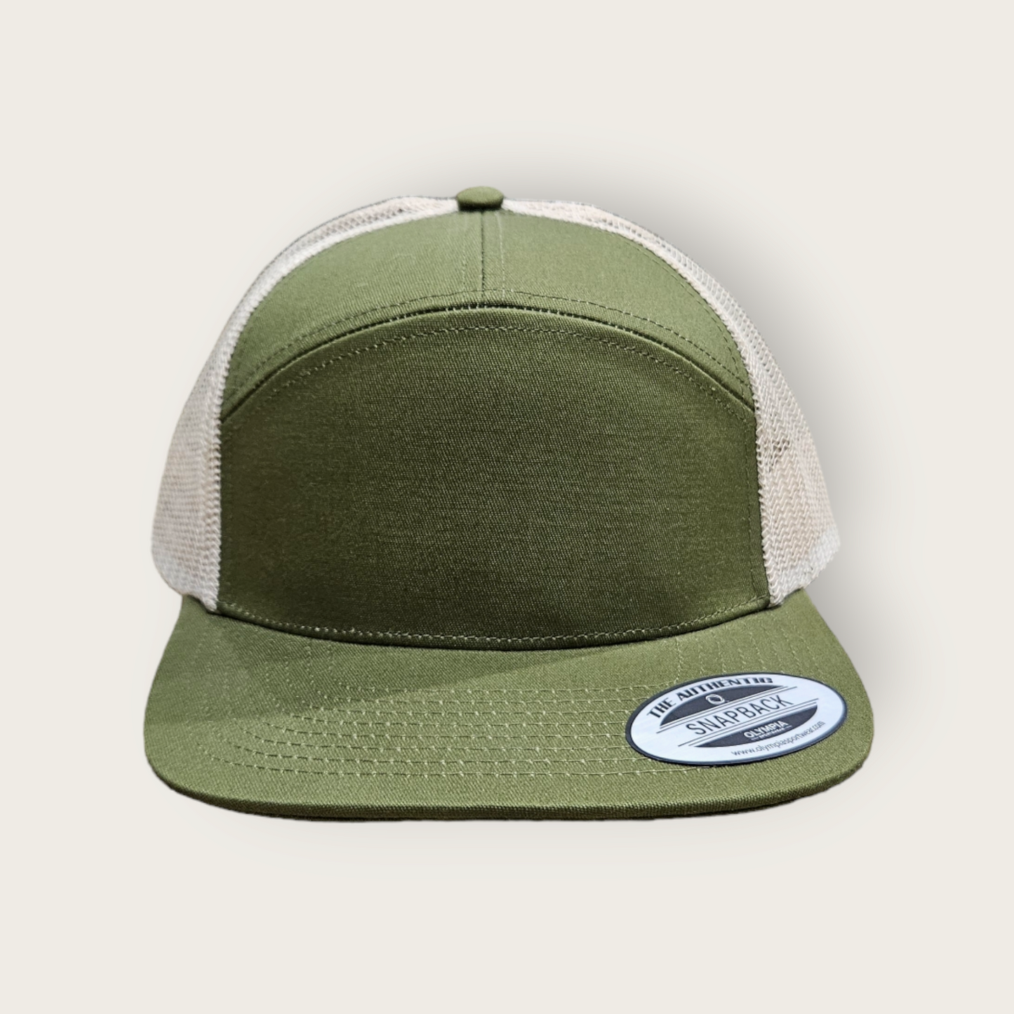 7 Panel Hunter Green/ Khaki Trucker Hat Snapback 115C