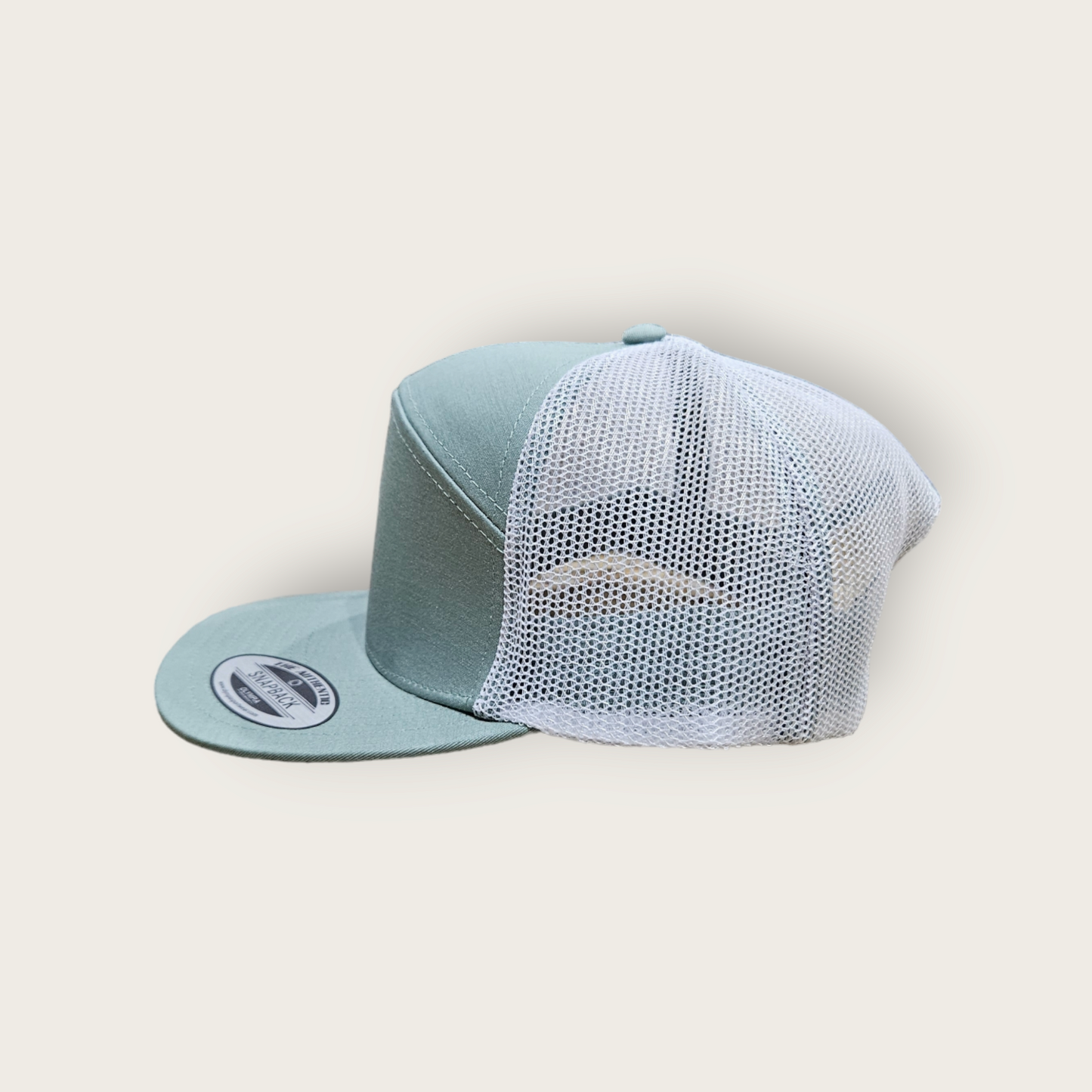 7 Panel Light Stone/ White Trucker Hat Snapback 115C