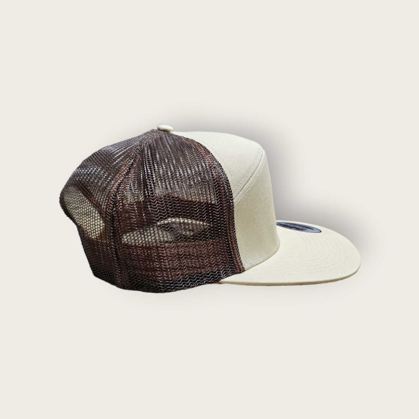 7 Panel Khaki/ Brown Trucker Hat Snapback 115C