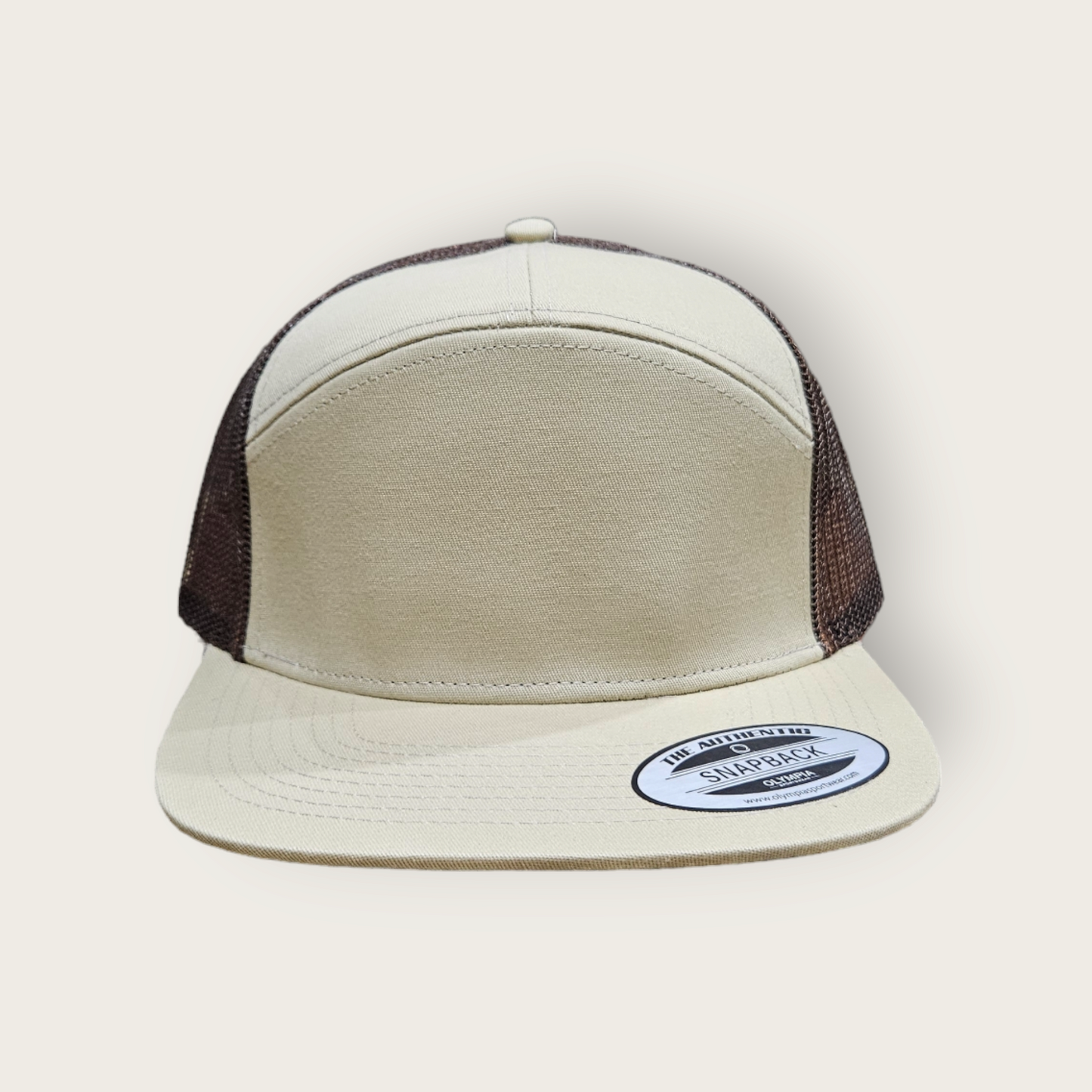 7 Panel Khaki/ Brown Trucker Hat Snapback 115C