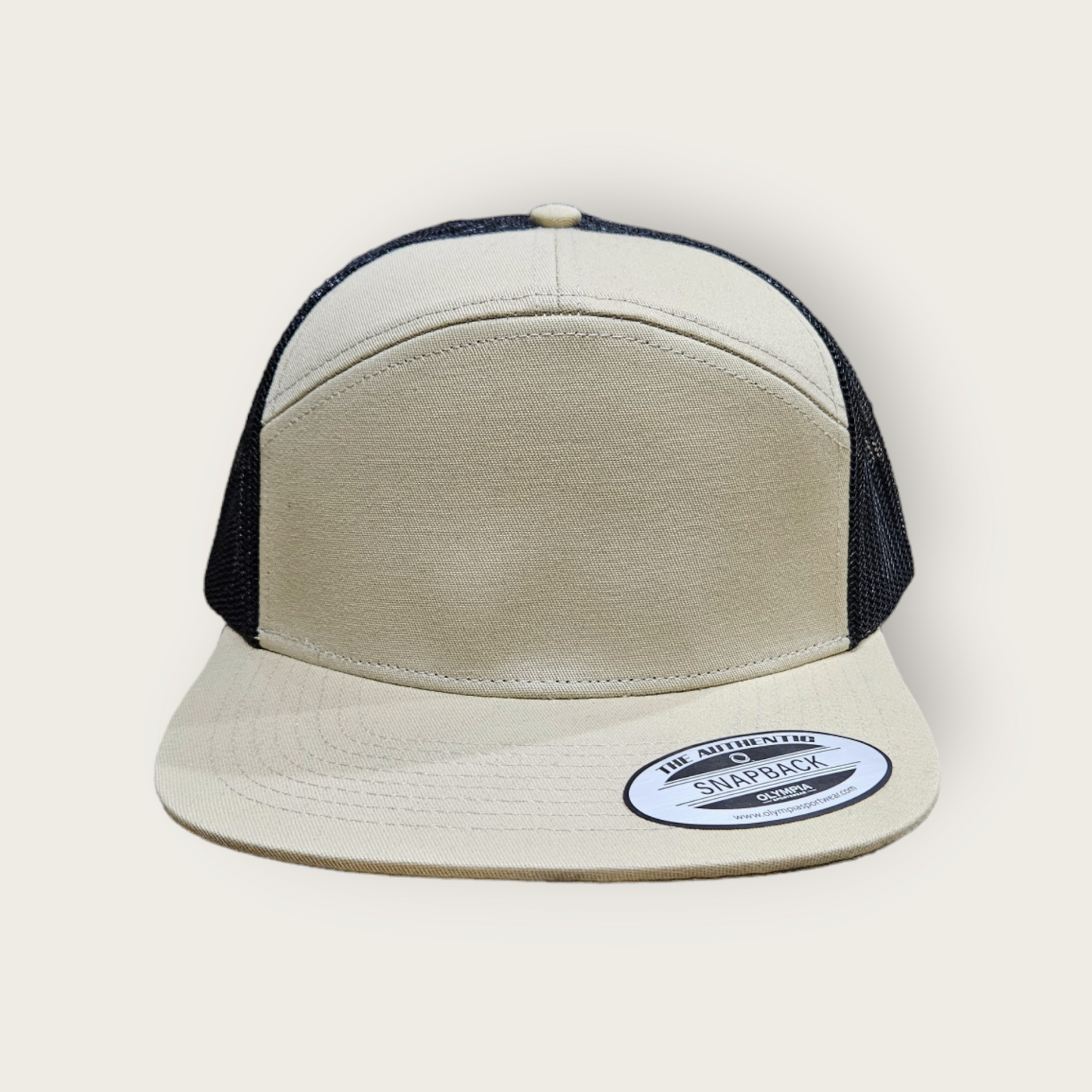 7 Panel Khaki/ Black Trucker Hat Snapback 115C