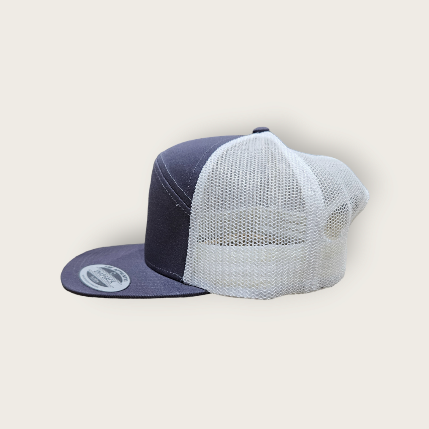 7 Panel Charcoal/ White Trucker Hat Snapback 115C