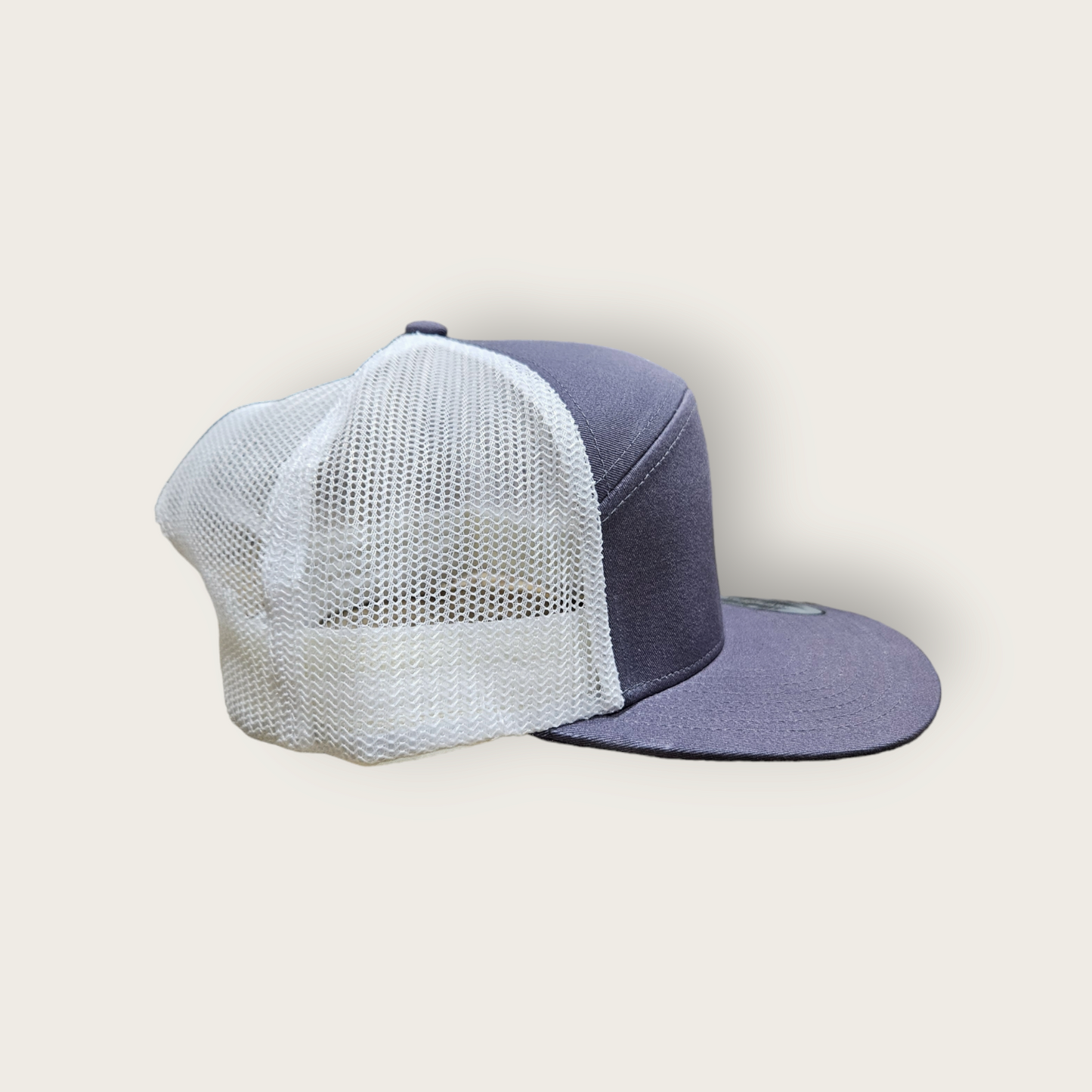 7 Panel Charcoal/ White Trucker Hat Snapback 115C