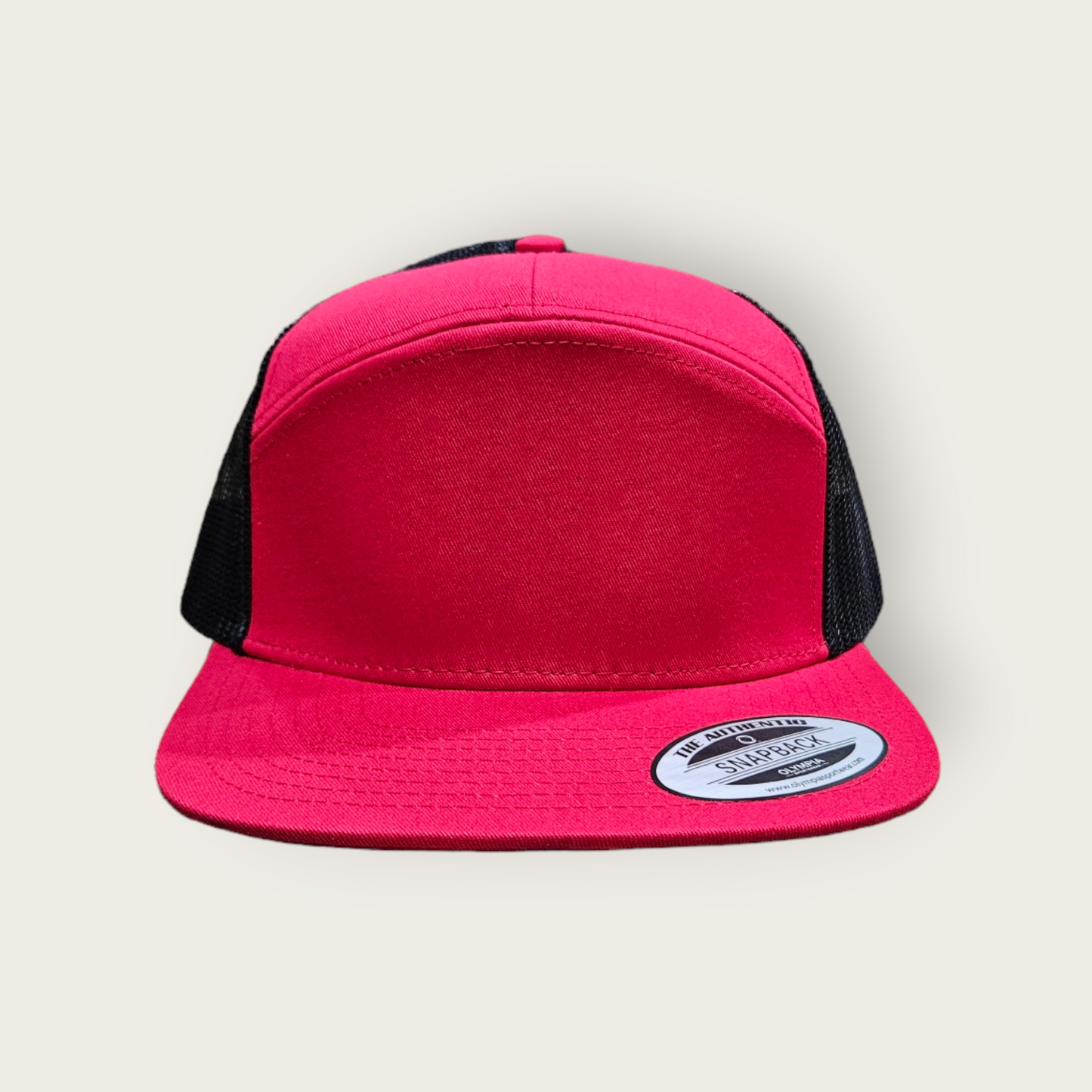 7 Panel Red/ Black Trucker Hat Snapback 115C
