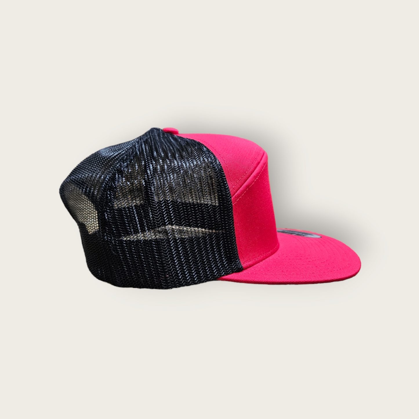 7 Panel Red/ Black Trucker Hat Snapback 115C