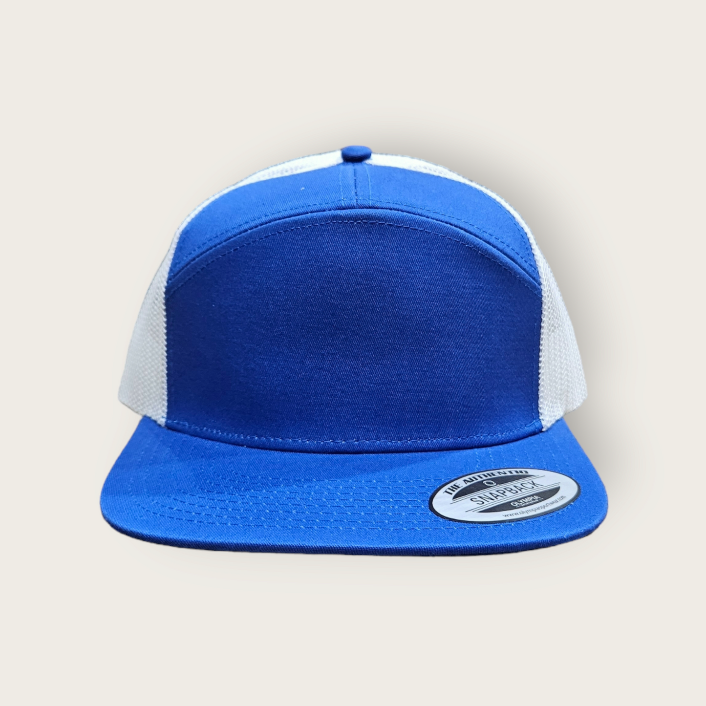 7 Panel Royal/ White Trucker Hat Snapback 115C