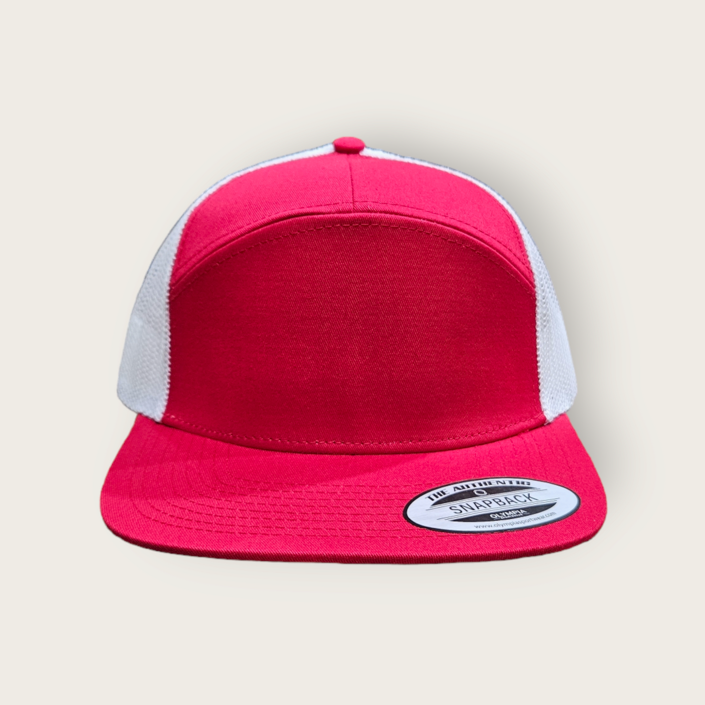 7 Panel Red/ White Trucker Hat Snapback 115C