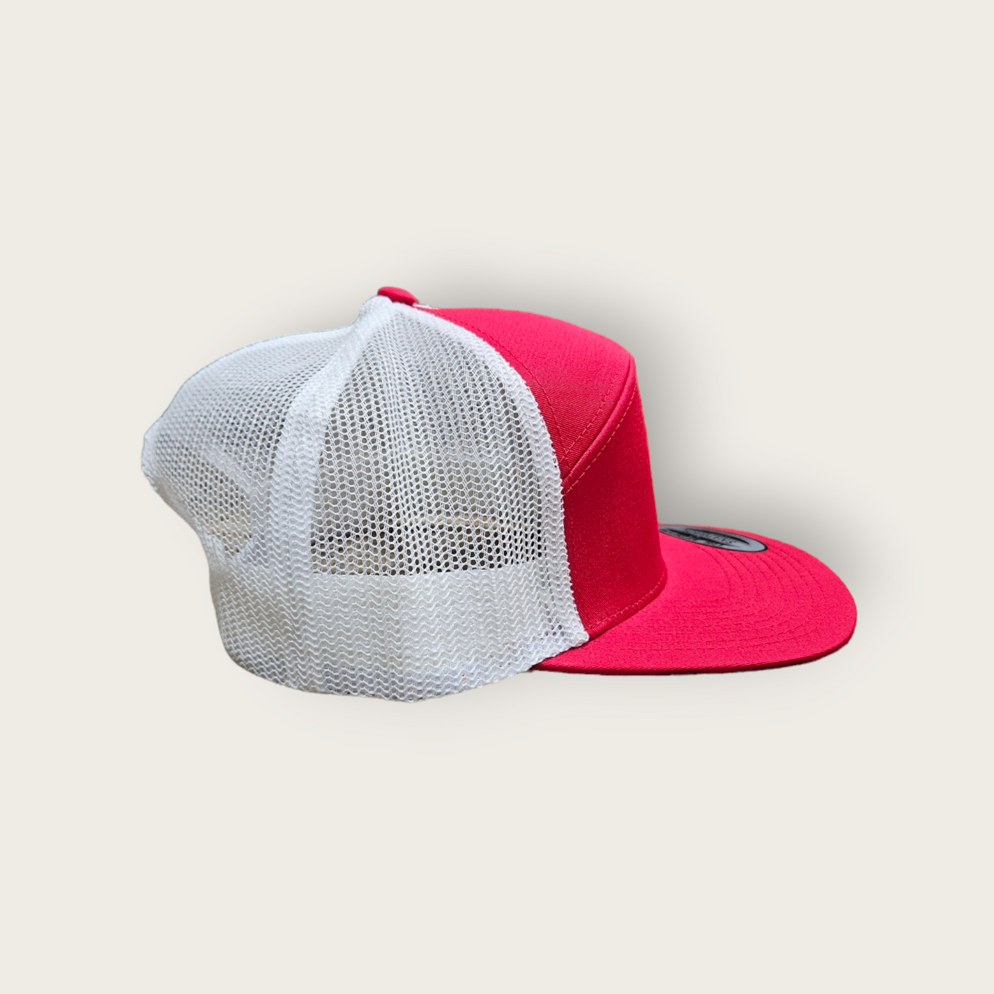 7 Panel Red/ White Trucker Hat Snapback 115C