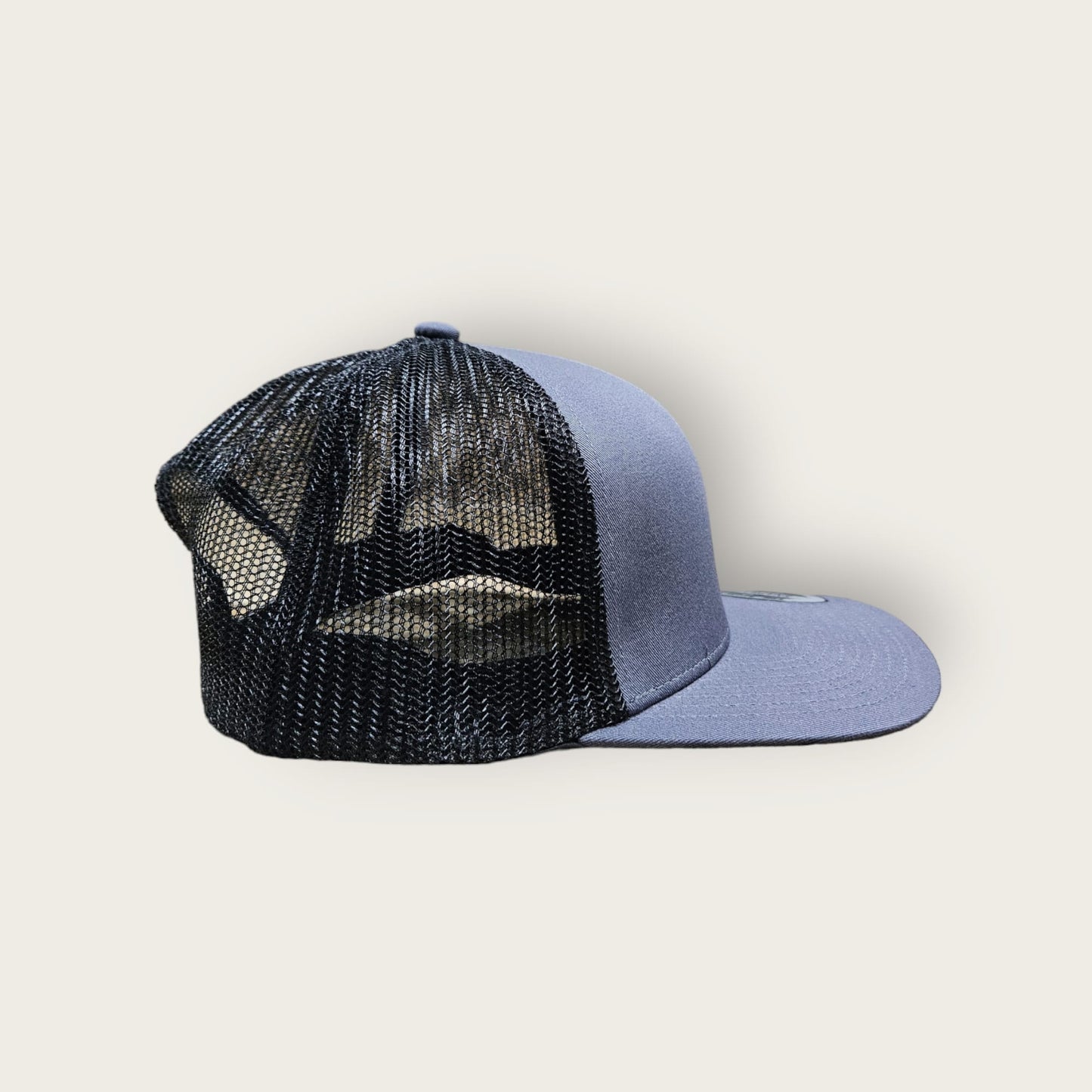 6 Panel Charcoal/Black Trucker Hat 110C