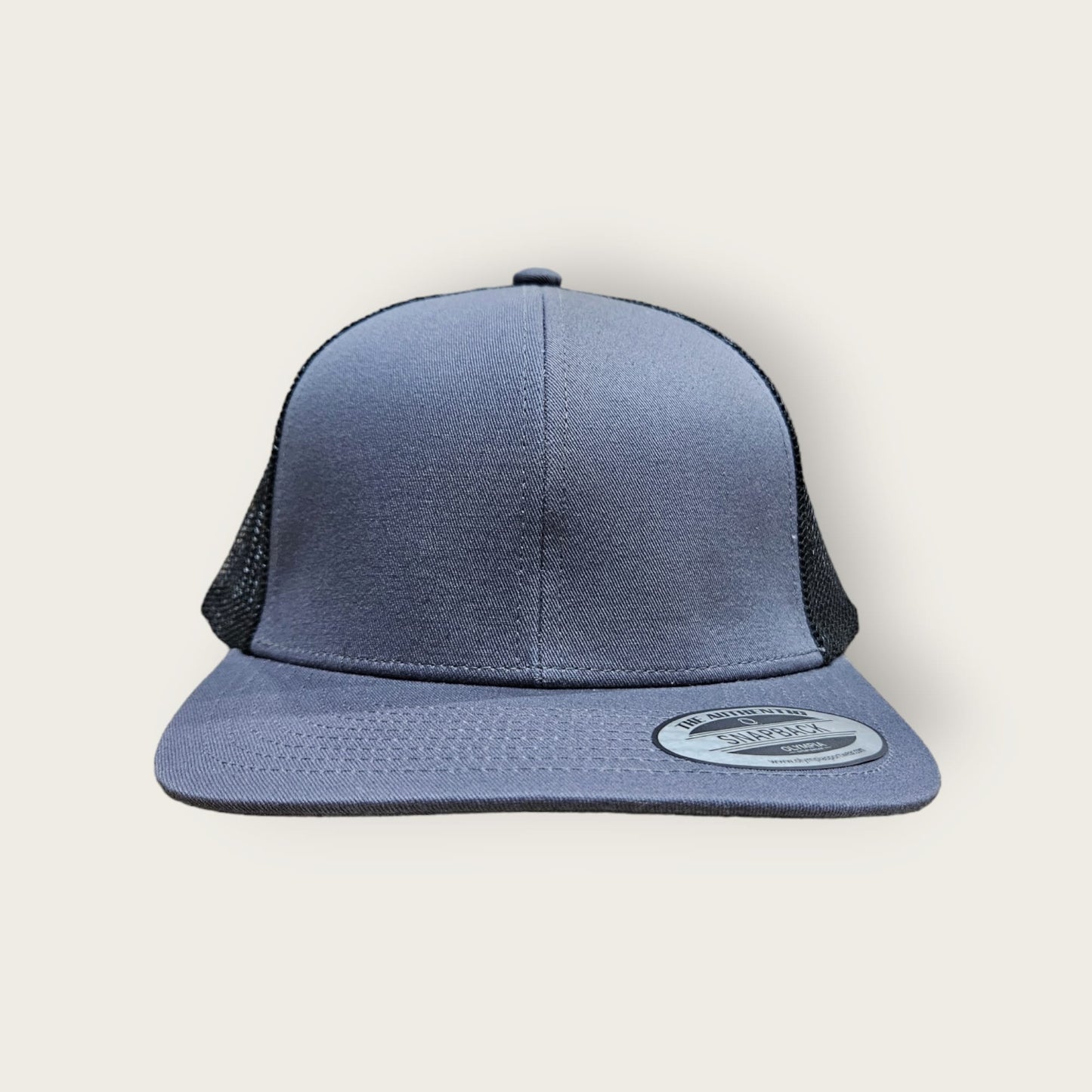 6 Panel Charcoal/Black Trucker Hat 110C