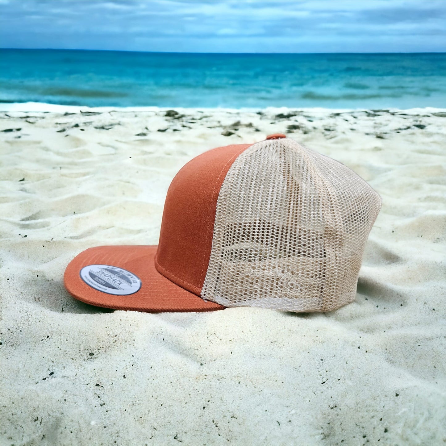 6 Panel Carmel/Khaki Trucker Hat 110C