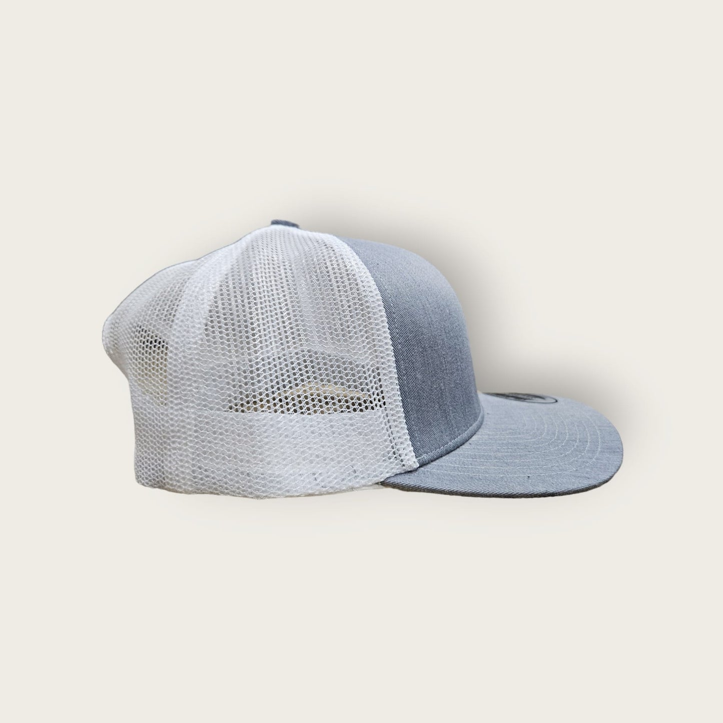 6 Panel Heather Gray/White Trucker Hat 110C