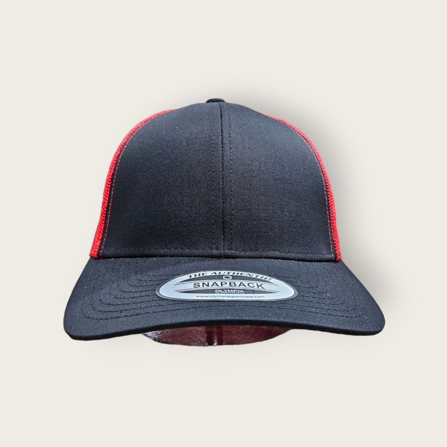 6 Panel Black/Red Trucker Hat 110C