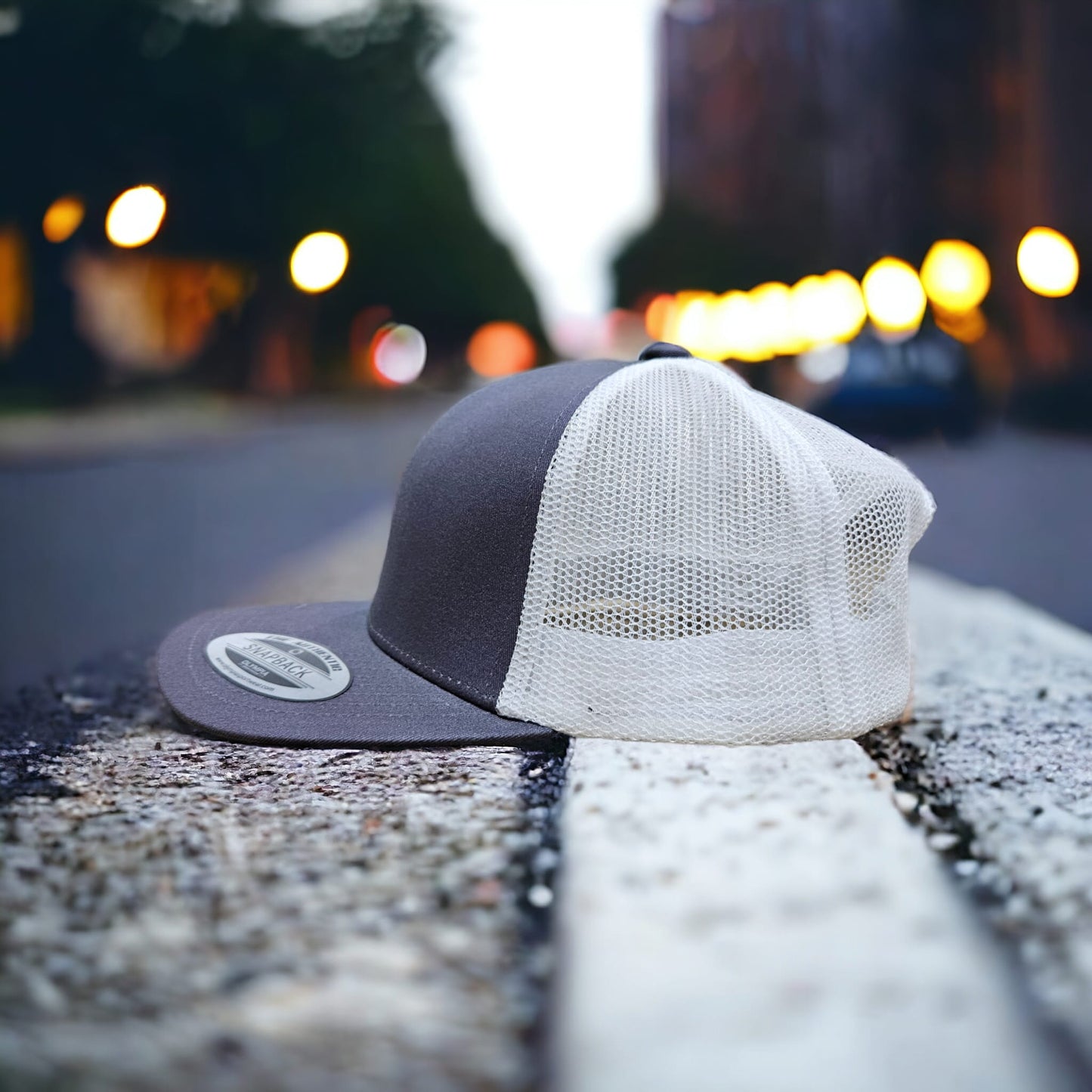 6 Panel Charcoal/White Trucker Hat 110C