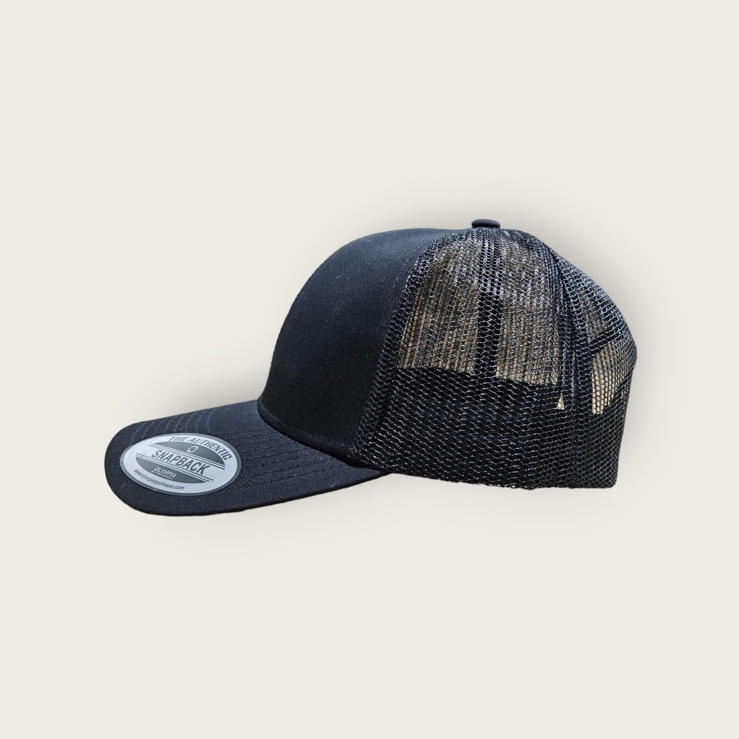 6 Panel Black/Black Trucker Hat 110C