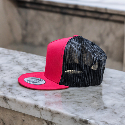 5 Panel Red/Black Trucker Hat Snapback 105C