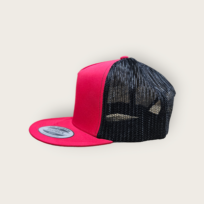 5 Panel Red/Black Trucker Hat Snapback 105C