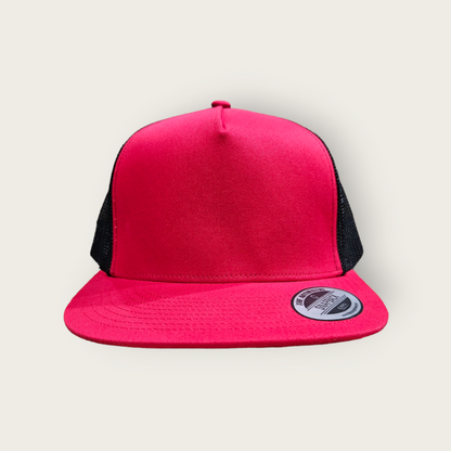 5 Panel Red/Black Trucker Hat Snapback 105C