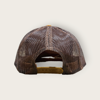 5 Panel Gold/Brown Trucker Hat Snapback 105C