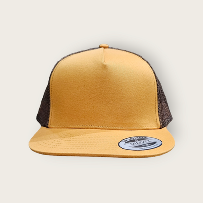 5 Panel Gold/Brown Trucker Hat Snapback 105C