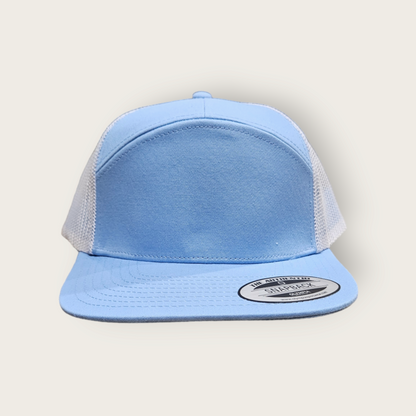 7 Panel Baby Blue/ White Trucker Hat Snapback 115C