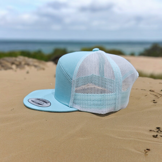 7 Panel Seafoam/ White Trucker Hat Snapback 115C