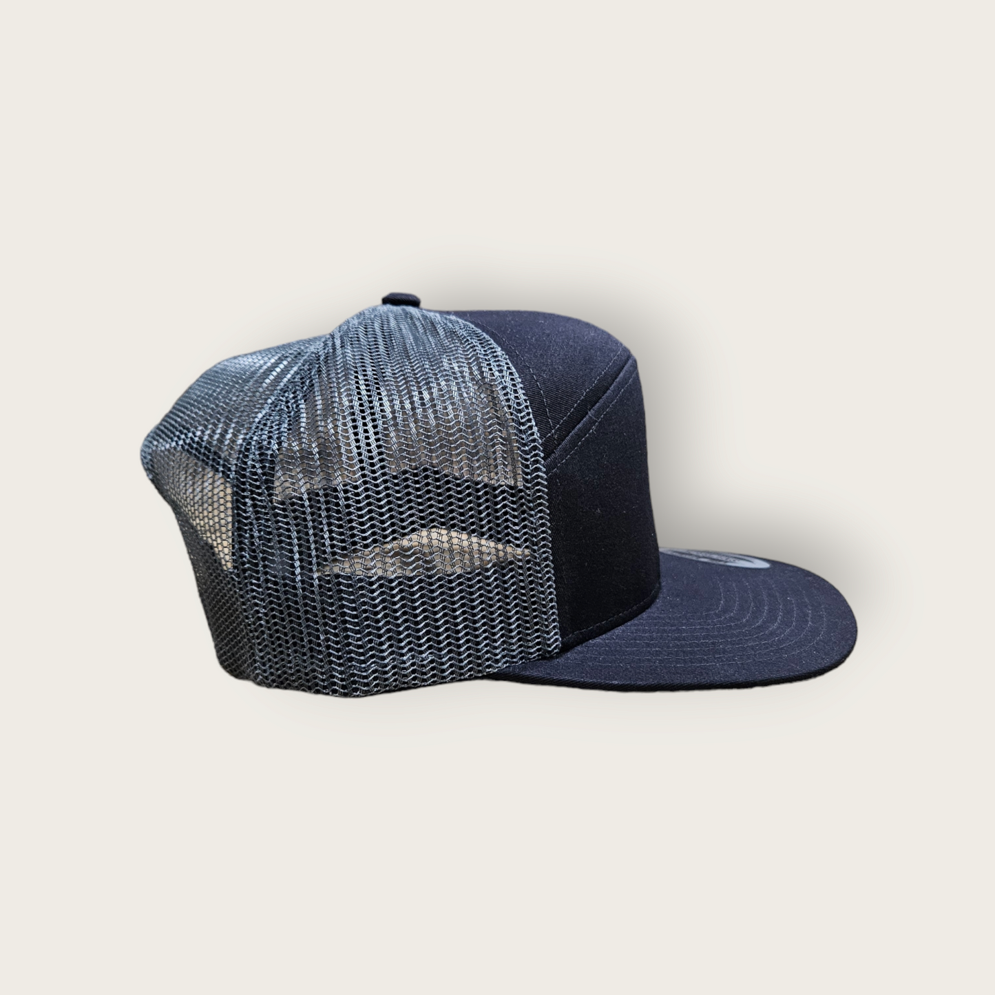 7 Panel Black/ charcoal Trucker Hat Snapback 115C