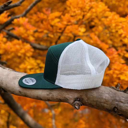 7 Panel Green/ White Trucker Hat Snapback 115C
