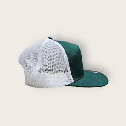 7 Panel Green/ White Trucker Hat Snapback 115C