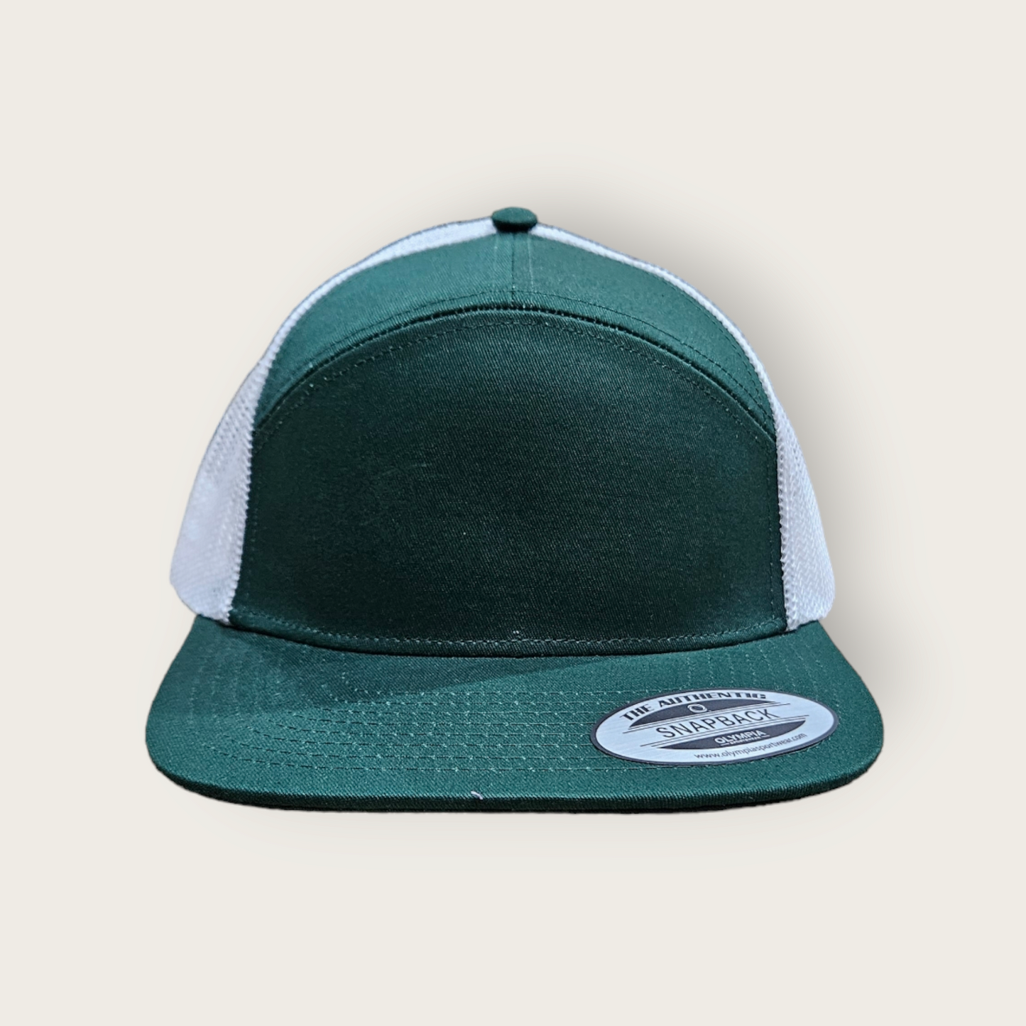 7 Panel Green/ White Trucker Hat Snapback 115C