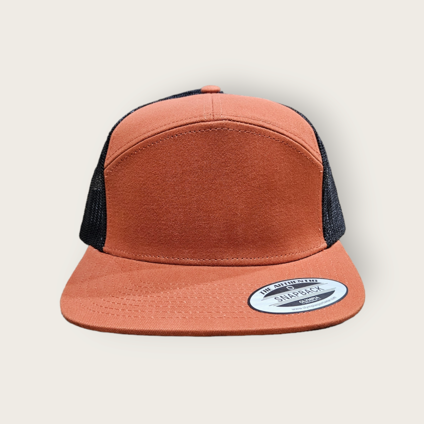 7 Panel Carmel/ Black Trucker Hat Snapback 115C